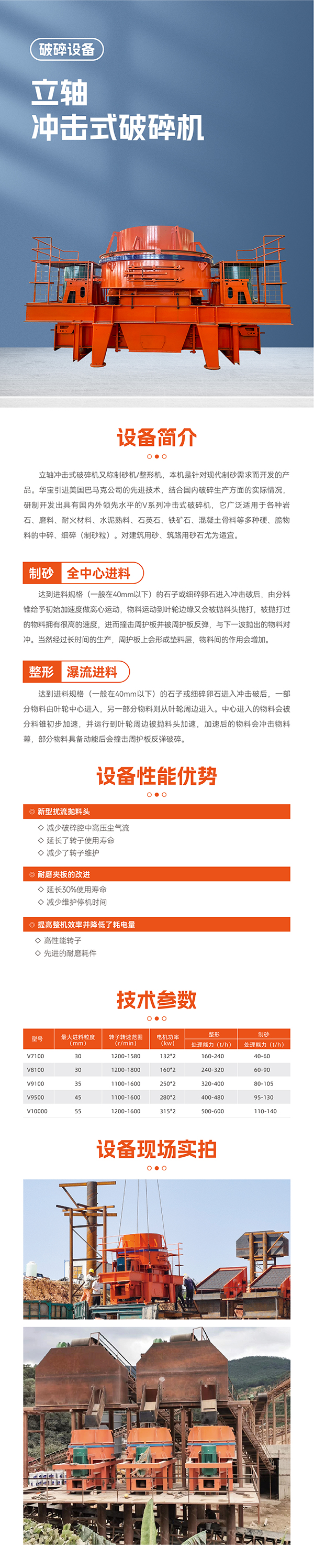 華寶礦機立軸沖擊破碎機設備技術參數